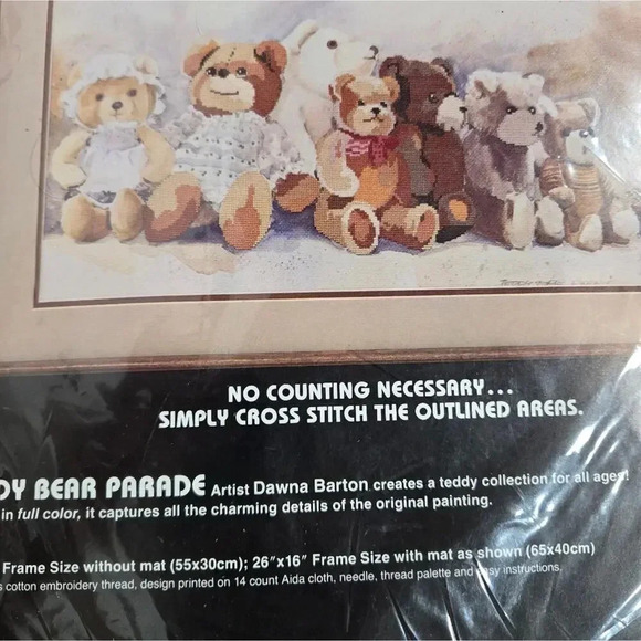 NWT Vintage Dimensions 1980s Bear Cottagecore Cross Stitch Kit - Picture 3 of 7